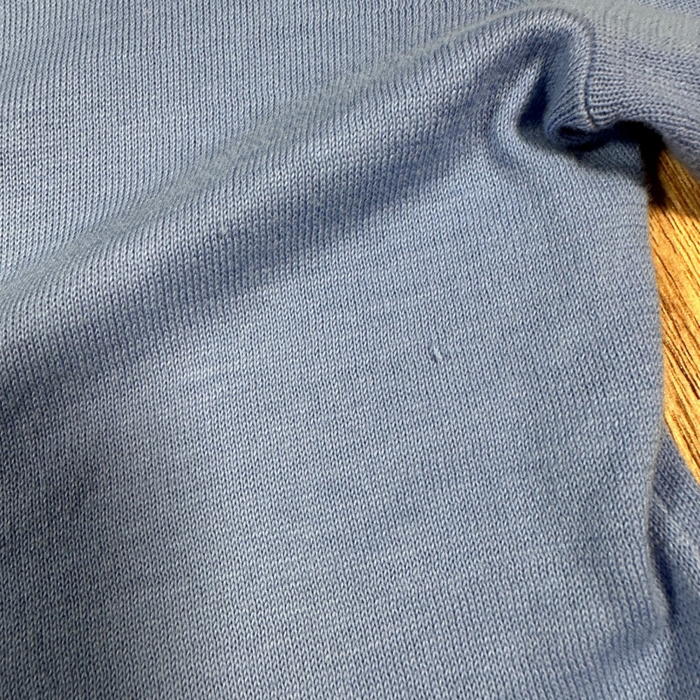 Tory Burch Cardigan Womens M Blue Cotton Gold Logo Button V Neck Sweater - Picture 5 of 16